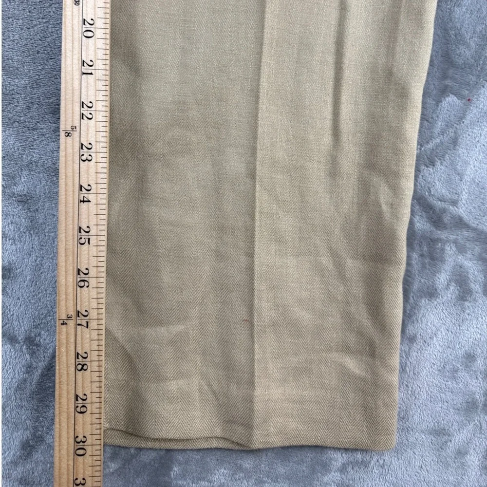Tommy Bahama Linen Pants Mens 38x30 Herringbone Khaki Flat Front EUC